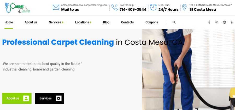 Dr. Carpet Costa Mesa carpet cleaning website