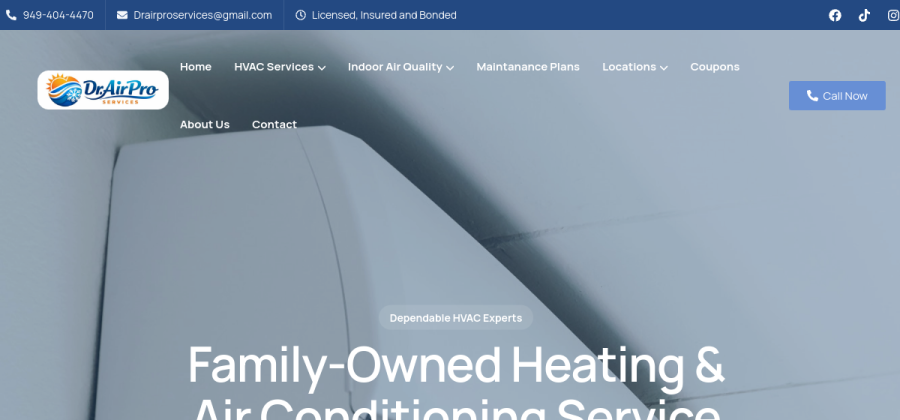 Dr. Air PRO Services HVAC website