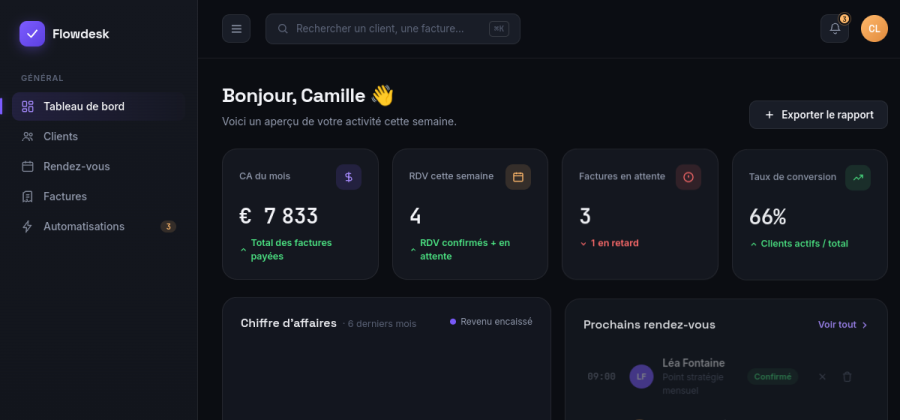 Aperçu du site Flowdesk