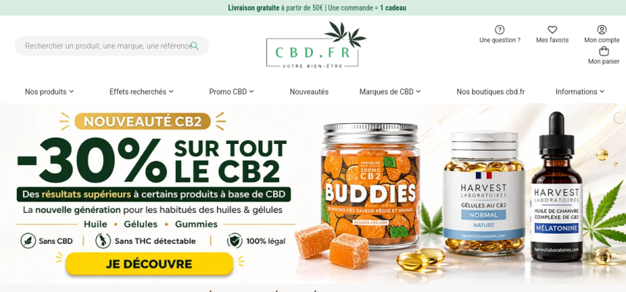 Aperçu de la page d'accueil de CBD.fr