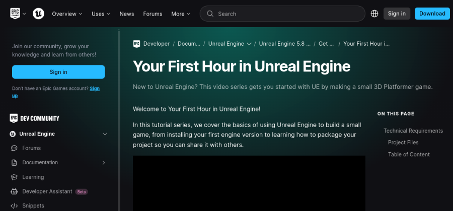 Aperçu visuel du cours Your First Hour in Unreal Engine
