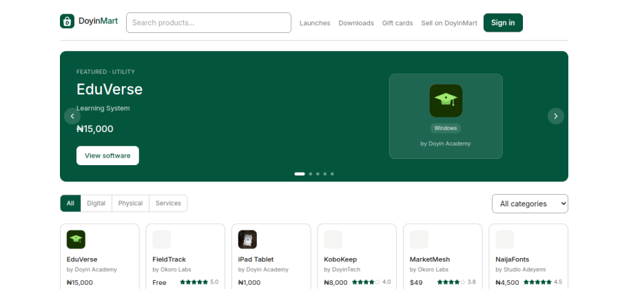 Screenshot of DoyinMart