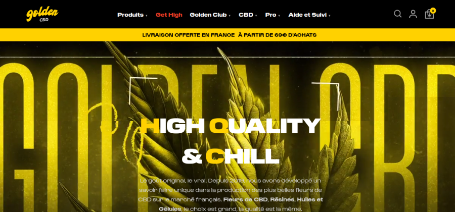 Aperçu de la page d'accueil de Golden CBD