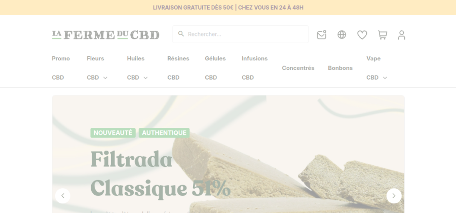 Aperçu de la page d'accueil de La Ferme du CBD