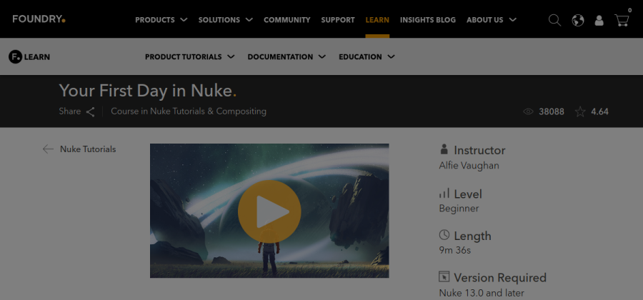 Aperçu visuel du cours Your First Day in Nuke