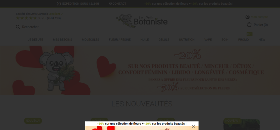 Aperçu de la page d'accueil de Le Petit Botaniste