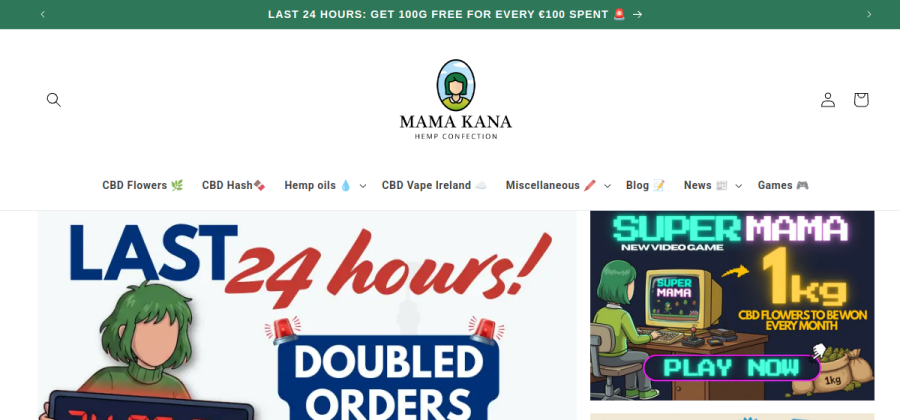 Aperçu de la page d'accueil de Mama Kana