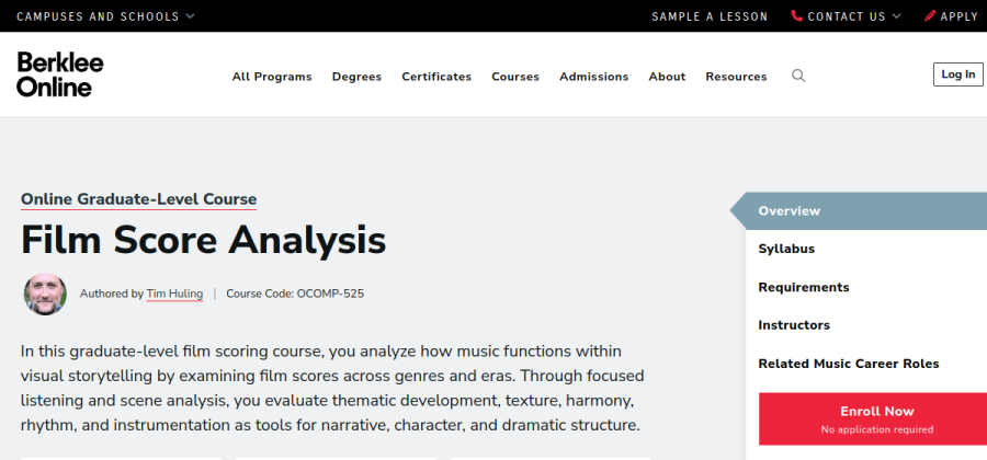 Aperçu visuel du cours Film Score Analysis