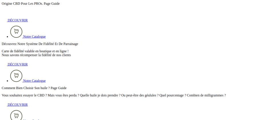 Aperçu de la page d'accueil de Origine CBD