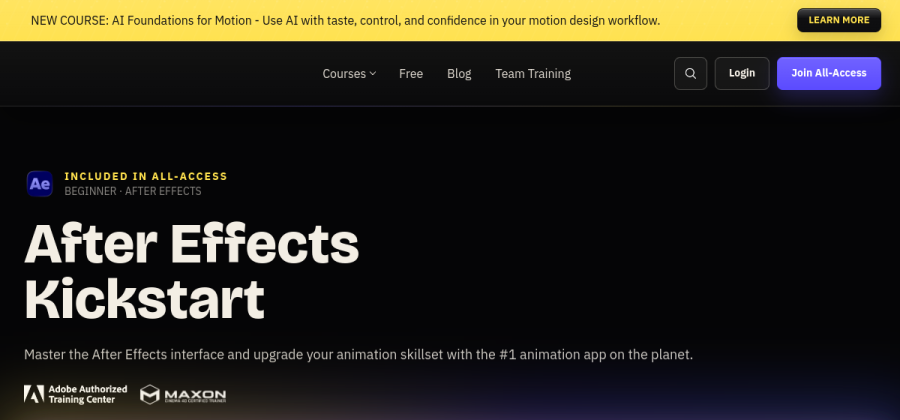 Aperçu visuel du cours After Effects Kickstart