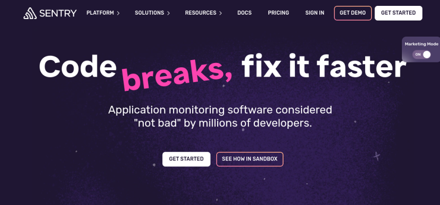 Sentry product screenshot