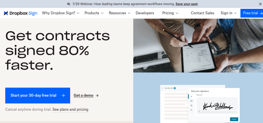 Dropbox Sign product screenshot