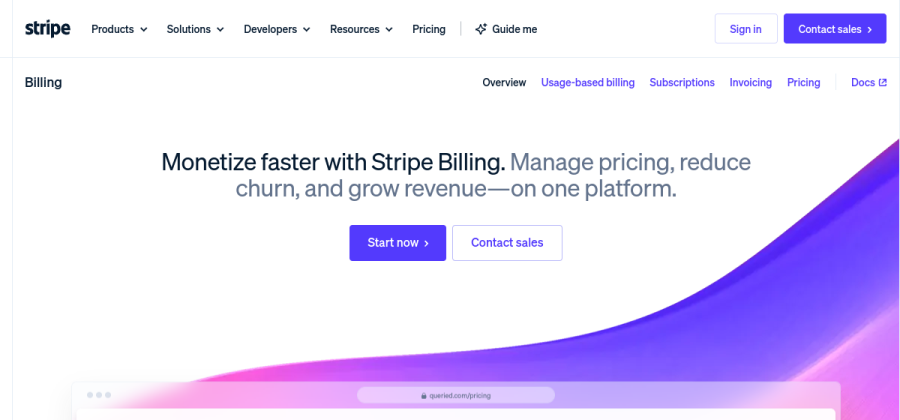 Stripe Billing product screenshot