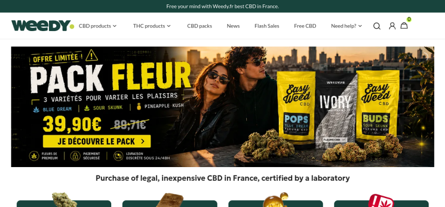Aperçu de la page d'accueil de Weedy