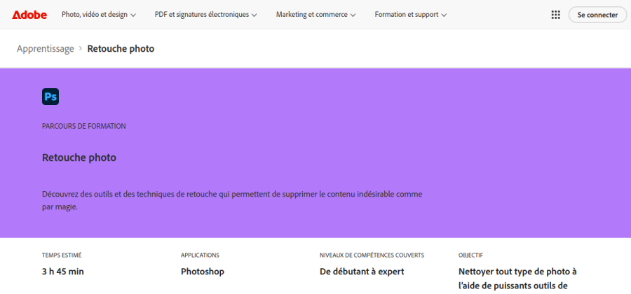 Aperçu visuel du cours Retouche photo