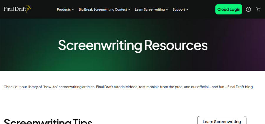 Aperçu visuel du cours Final Draft — Learn Screenwriting