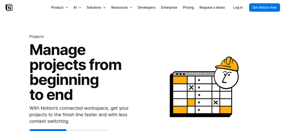 Notion Projects product screenshot