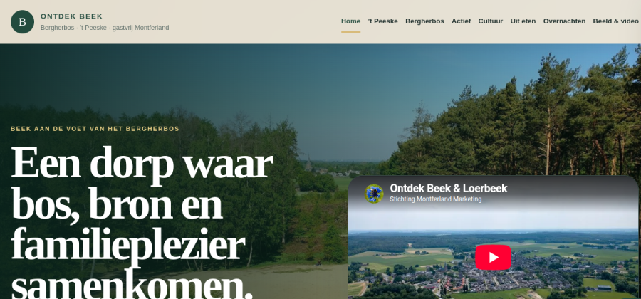 Voorbeeld van de voorpagina van OntdekBeek.nl