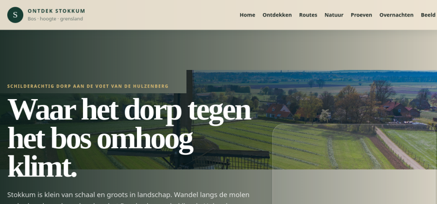 Voorbeeld van de voorpagina van OntdekStokkum.nl