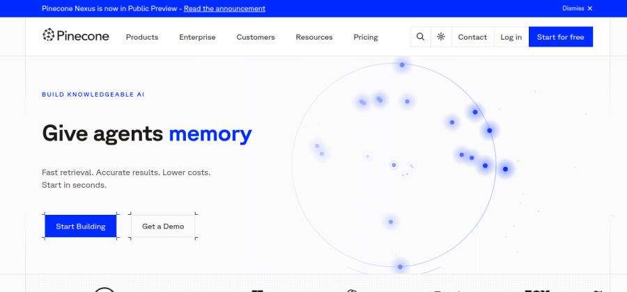 Pinecone product screenshot