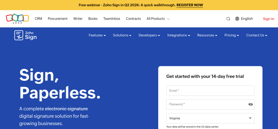 Zoho Sign product screenshot