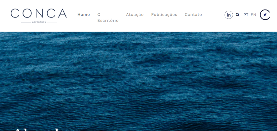 Página inicial do site Conca Advogados