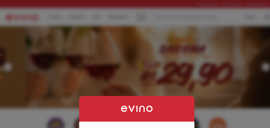 Página inicial do site Evino