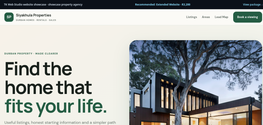 Preview of the Siyakhula Properties demo website