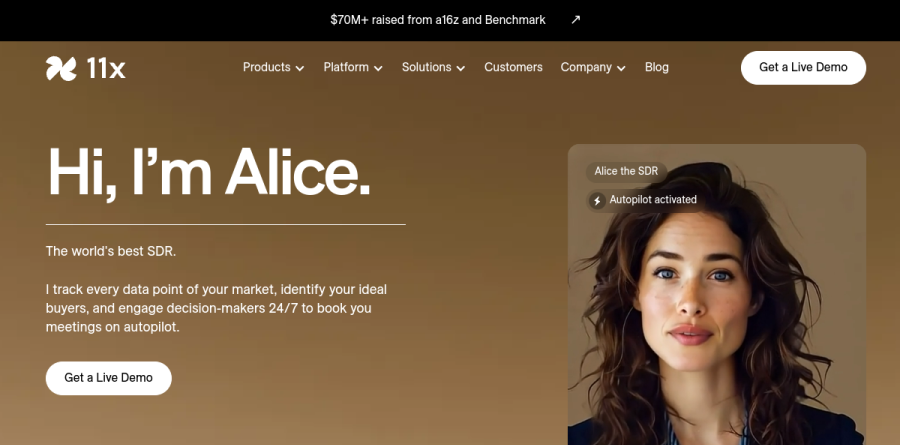 The 11x product page for Alice, the outbound digital worker
