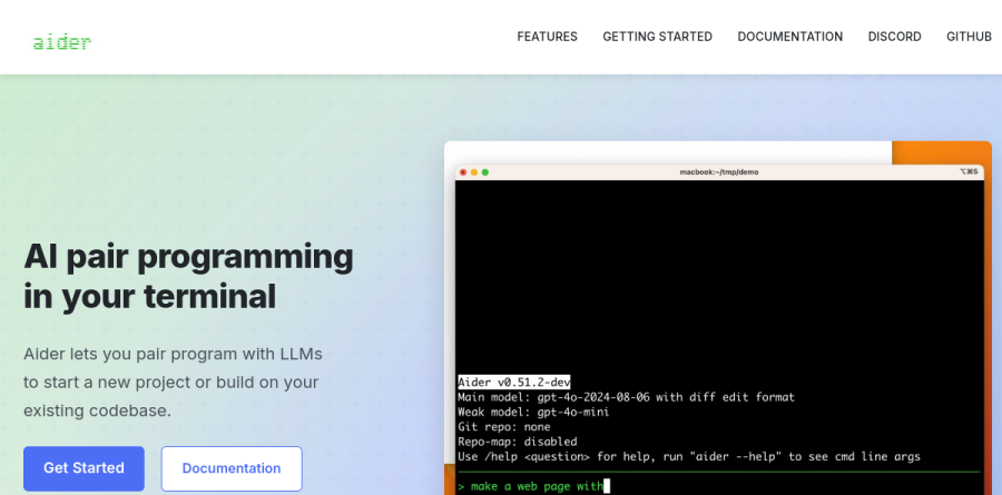 Aider screenshot