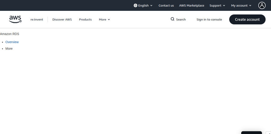 Amazon RDS / Aurora screenshot