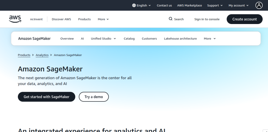 Amazon SageMaker screenshot