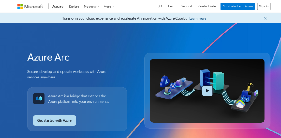 The Azure Arc product page on the Microsoft Azure website