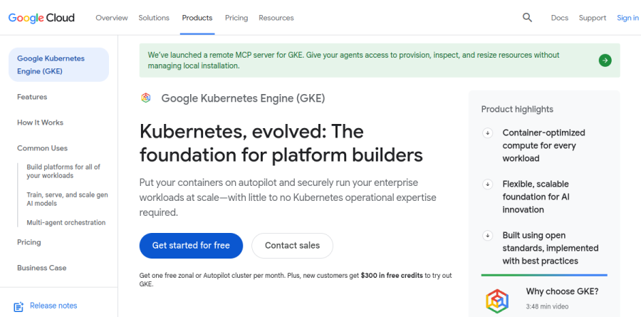 Google Kubernetes Engine screenshot