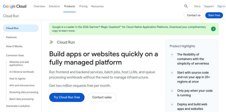 Google Cloud Run screenshot