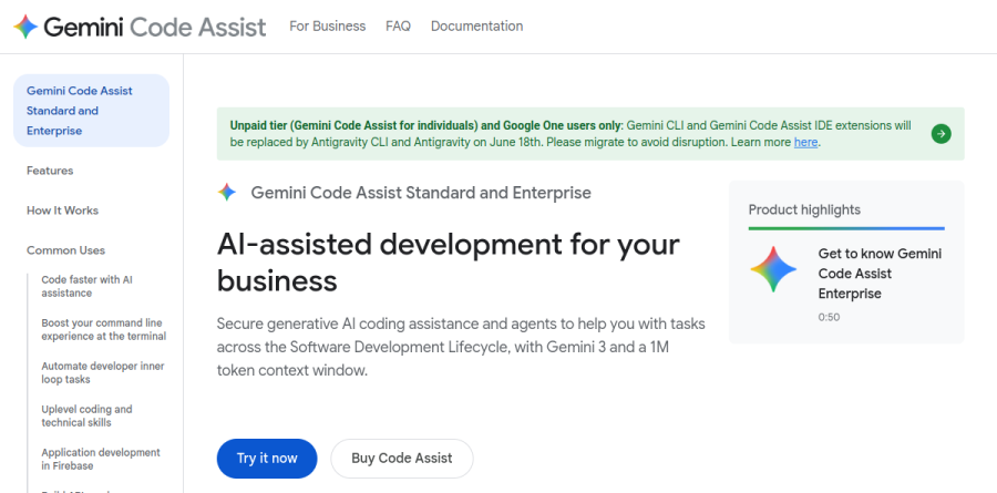 Gemini Code Assist screenshot
