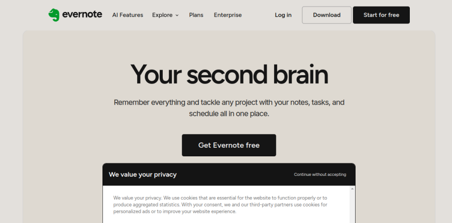 Evernote screenshot