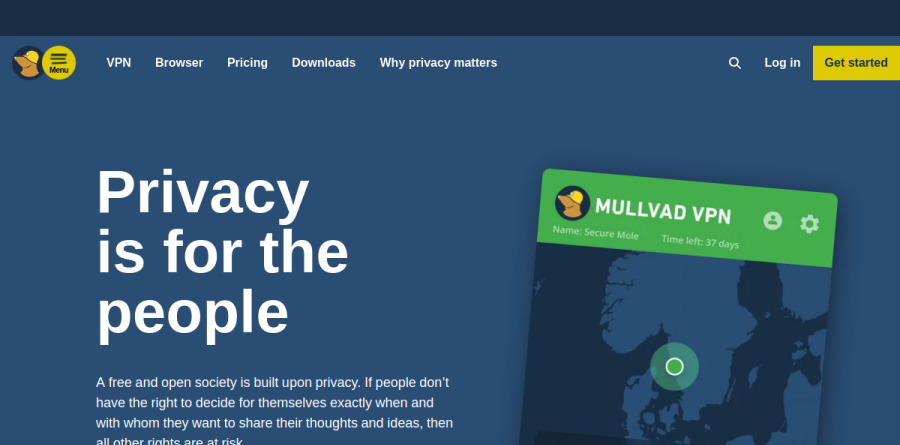 Mullvad VPN screenshot