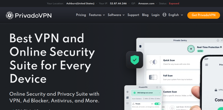 PrivadoVPN screenshot