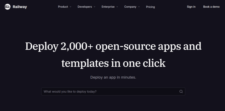 Railway template marketplace showing one-click deploy categories