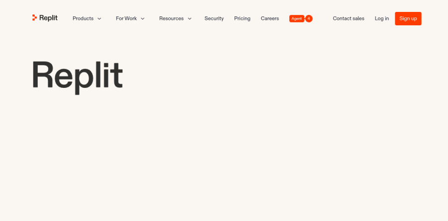Replit Agent 4 product page showing task-based AI app building