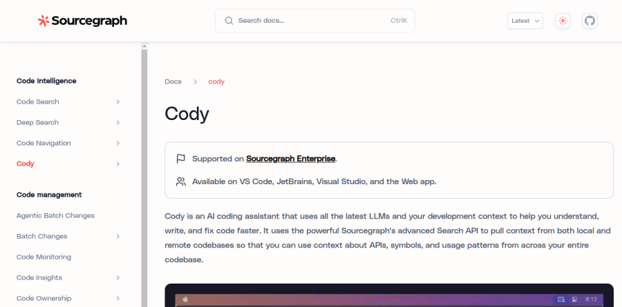 Sourcegraph Cody screenshot