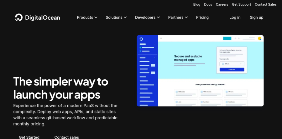 DigitalOcean App Platform product page describing managed application deployment