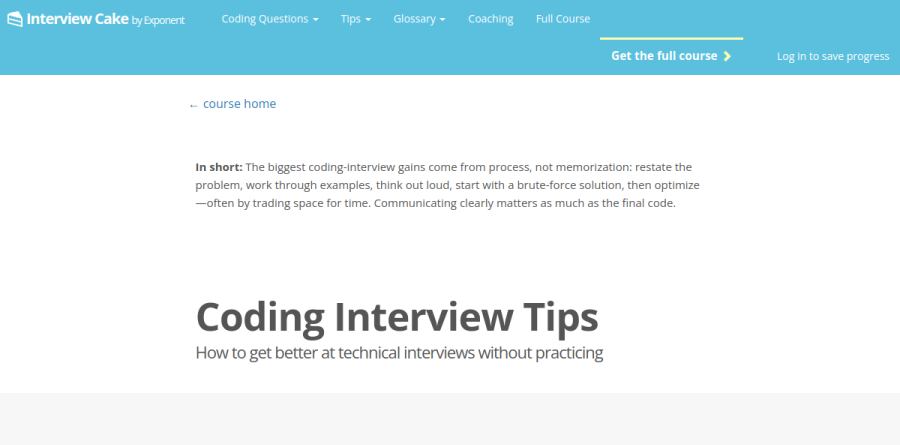 The Interview Cake Coding Interview Tips guide covering interview soft skills