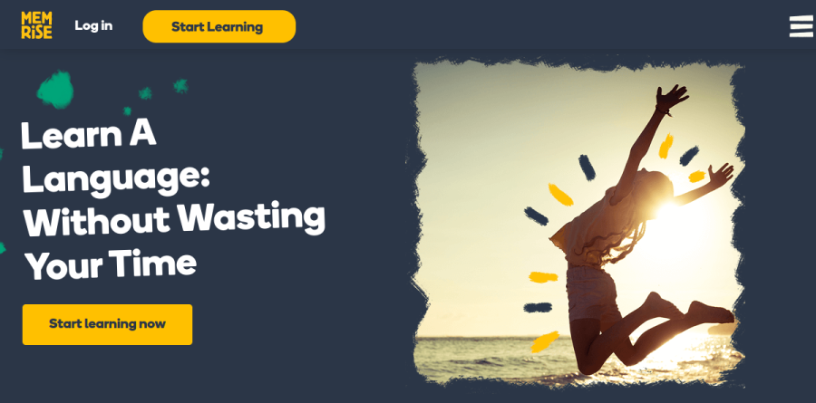 Memrise learn a language page describing its real-life video and immersion approach