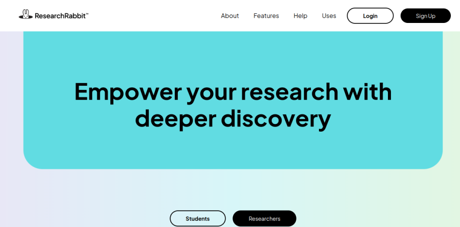 ResearchRabbit solutions page aimed at academic researchers