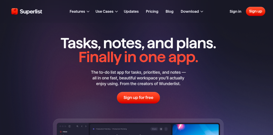 Superlist screenshot