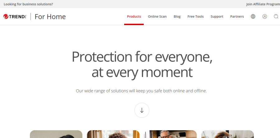 Trend Micro Security website, captured by screenshot service