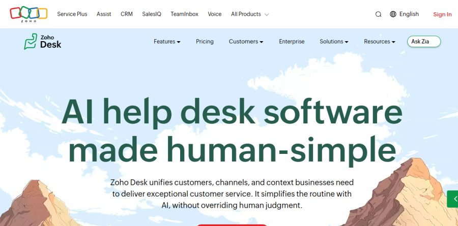 Zoho Desk Zia screenshot