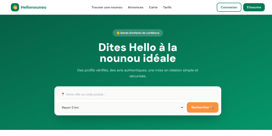 Plateforme Hellonounou de mise en relation parents et nounous